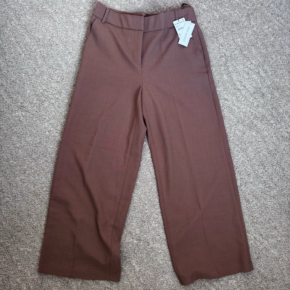 Amanda & Chelsea NWT Womens wide leg crop dress pant Size 4, tan